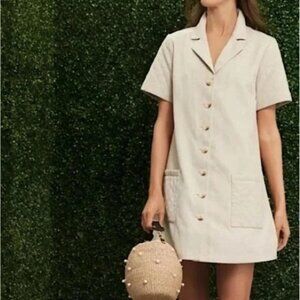 NWOT Tuckernuck Summer Sands Beige Shirt Dress Quilted SMALL